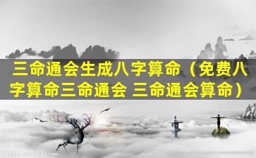 三命通会生成八字算命（免费八字算命三命通会 三命通会算命）